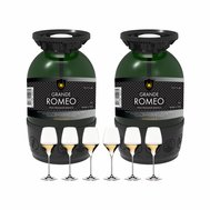 2 x KEG  GRANDE ROMEO,  perlivé bílé víno,  20 l, 10,5% + 6 skleniček