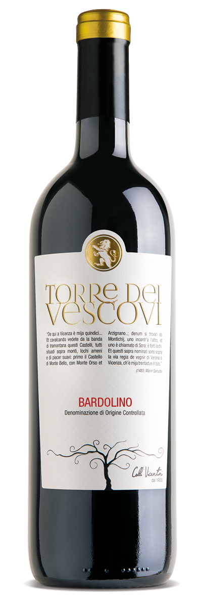 Bardolino, Veneto, DOC , "Torre dei Vescovi", Vinařství Colli Vicentini . Itálie , 0,75l, 12%