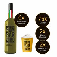 6 x Bombardino Premium® al PISTACCHIO, 1,0L, 17 % Vol., MADE IN ITALY + 75 kelímků s logem, 2 x plakát, 2x karta  na stůl