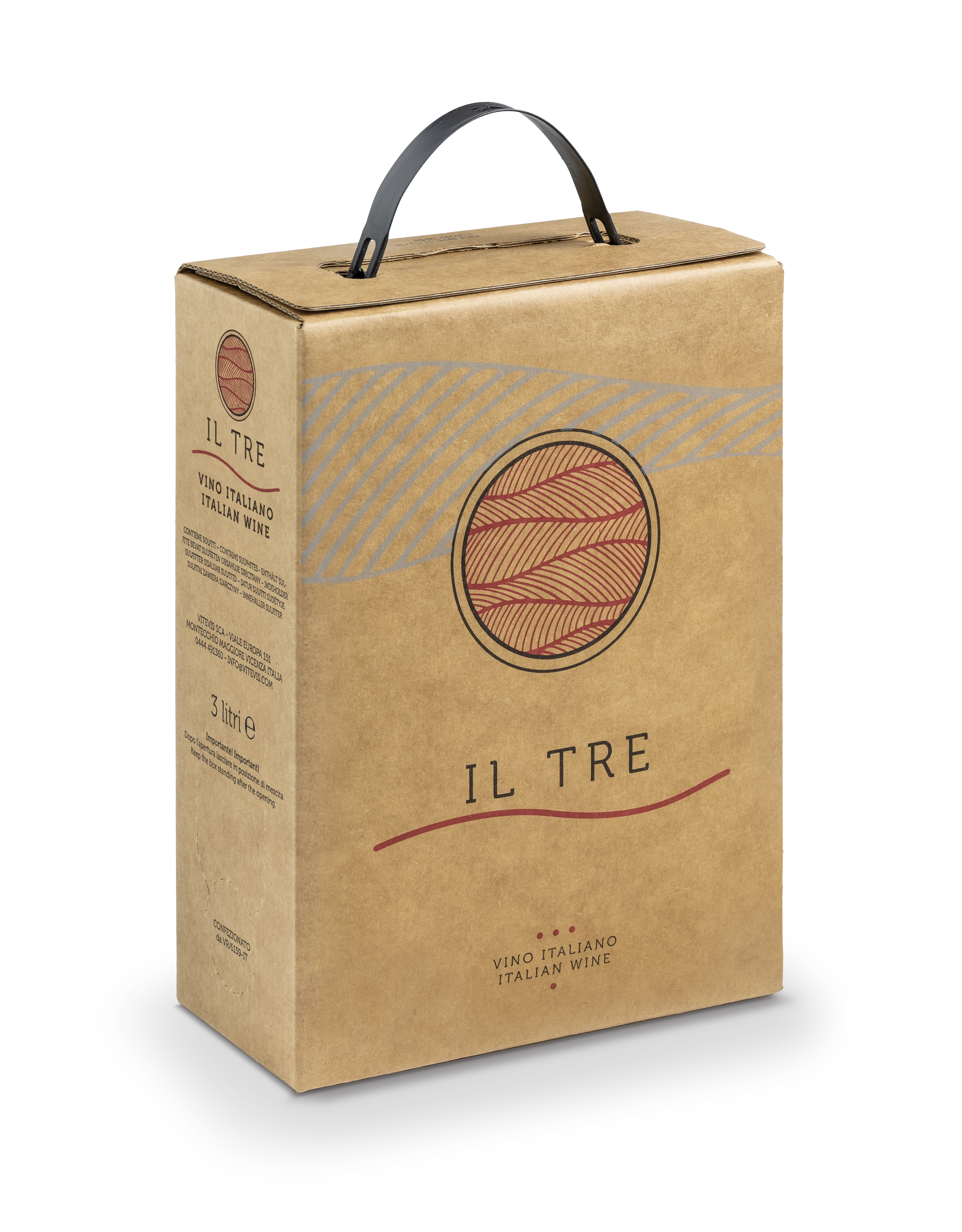 Červené víno, bag in box, 100% Merlot, Il Tre, Veneto, Cantine Vitevis, 3litry 12%