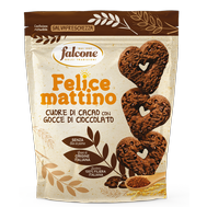 Sušenky Felice mattino,  srdíčka  kakaové s kousky čokolády  , Falcone, Itálie,  500g