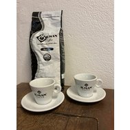 Zrnková káva ILMAN Coffee Miscela Bar , pražírna iLMAN , Sicílie, Itálie, 1kg + 2x hrníček, podšálek na  cappuccino